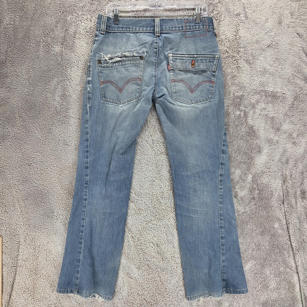 VTG Levis Engineered Jeans Mens Blue Twisted Flap Pocket Light Wash Fits 31x28